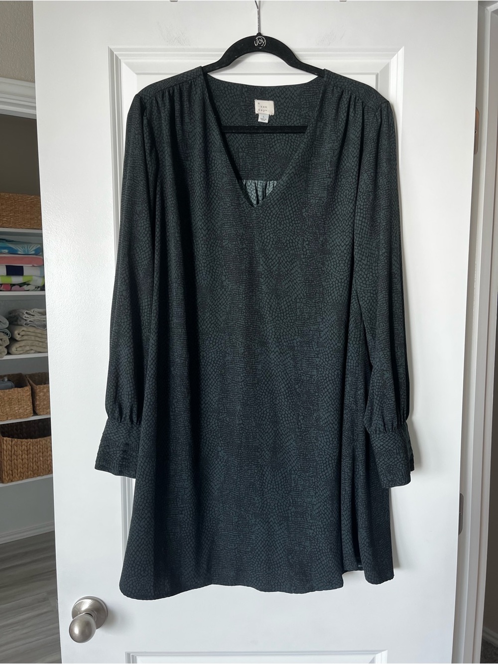 a new day Long Sleeve V-Neck Dark Charcoal Dress